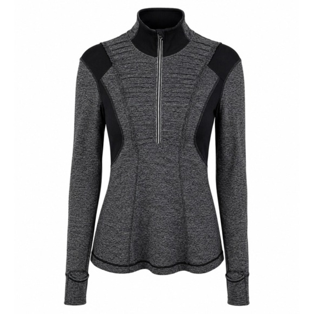 Lululemon Turbo Run Pullover Half Zip Space Dye Grey Black Pleated Size 6